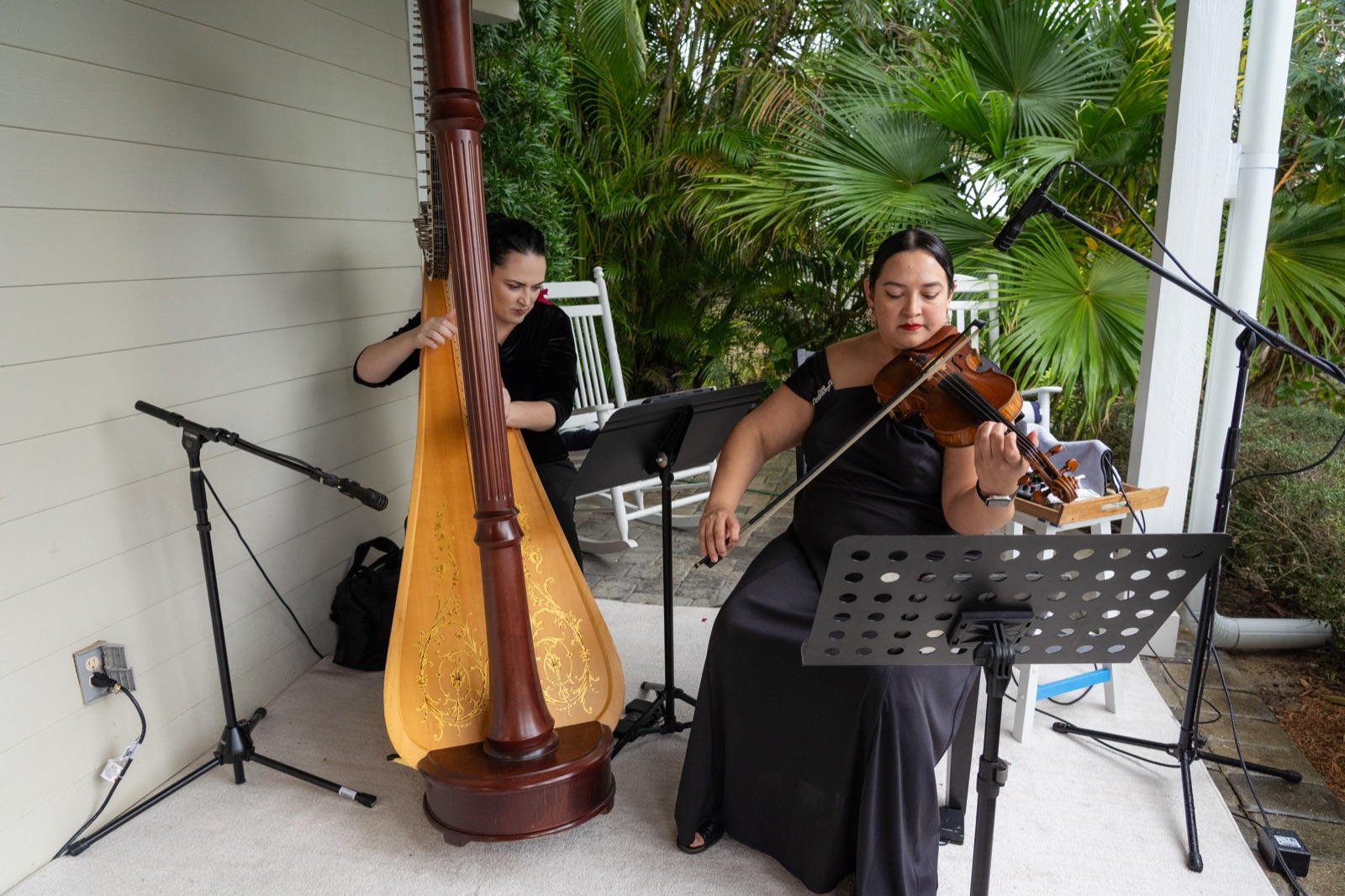 Violin and Harp Duet representing thoughtfully curated wedding music packages.
